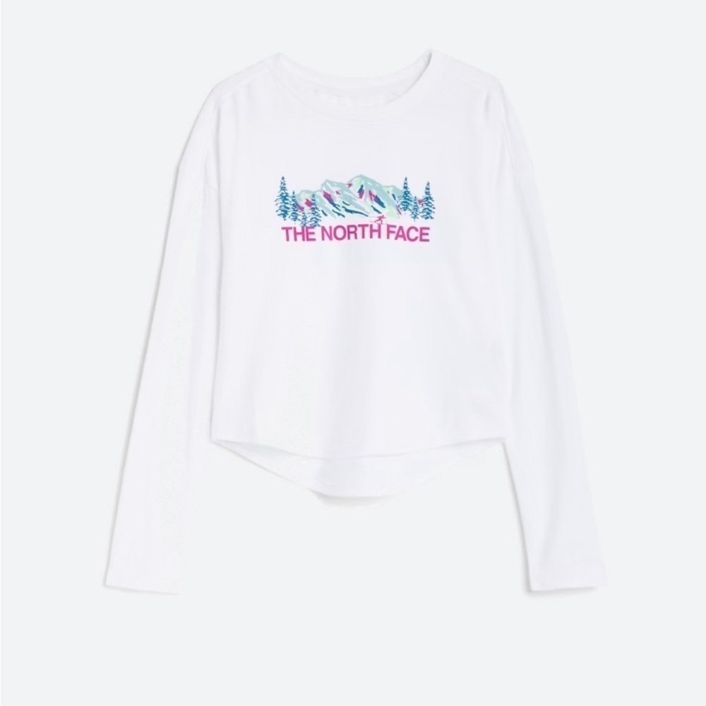 The North Face - Girls Long sleeve t-shirt. Graphic tee. Size XL. White.  NWT